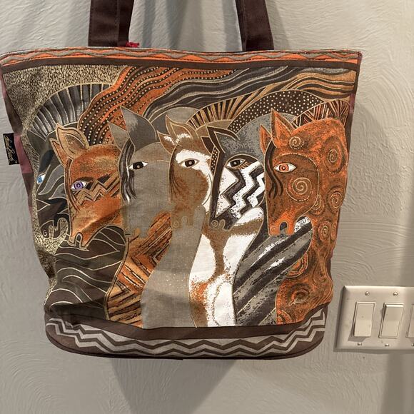 Laurel Burch Horses Moroccan Mares Arabian Mustang Zip Tote Bag Purse Hangtag - Picture 6 of 9